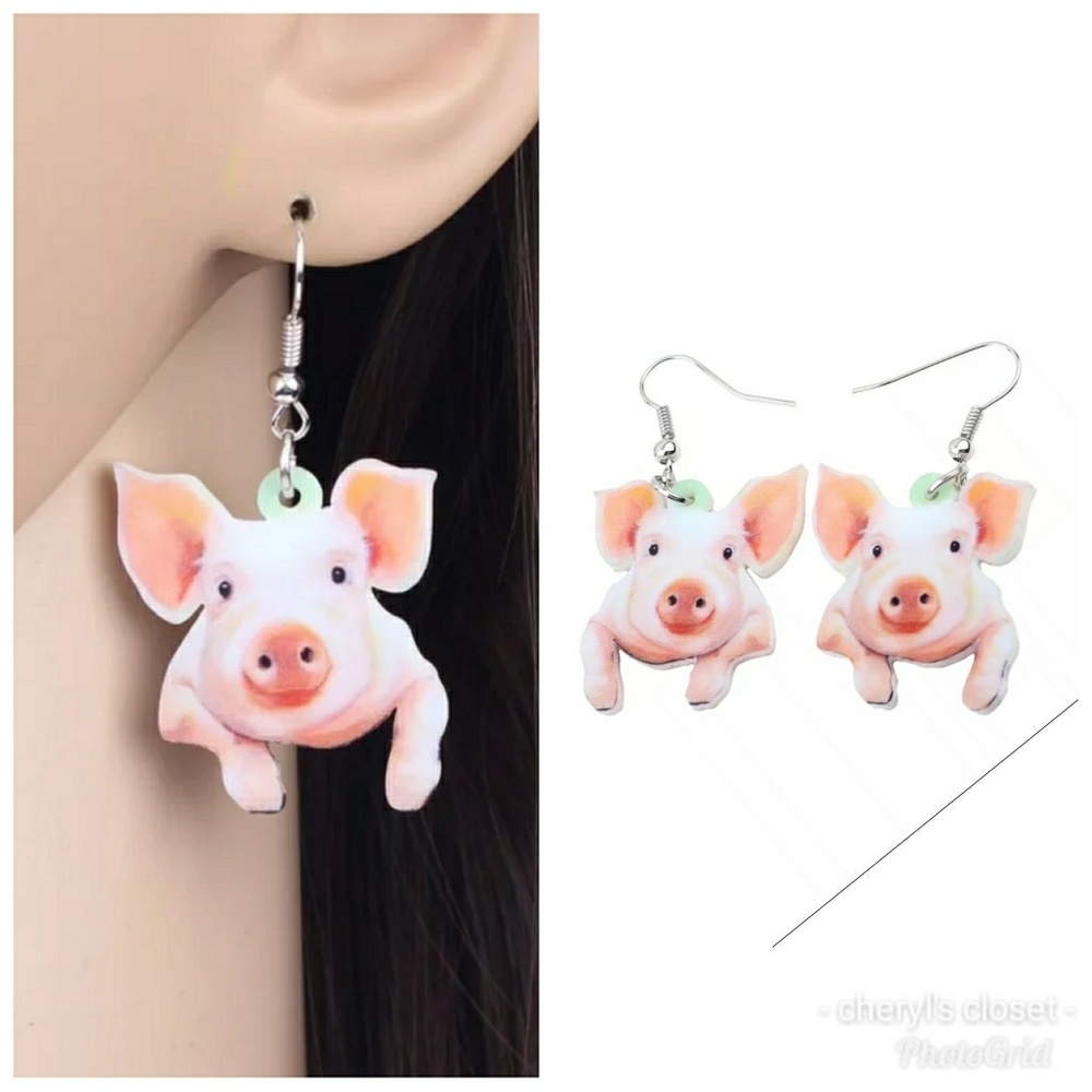 Bonsny acrylic pig earrings